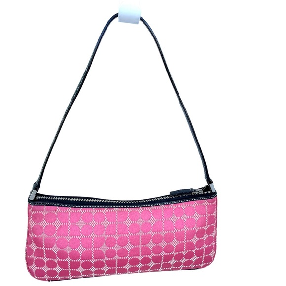 Kate Spade Noel Pink Dot & Leather Mini Shoulder Bag/Baguette Designer Handbag - Picture 10 of 12